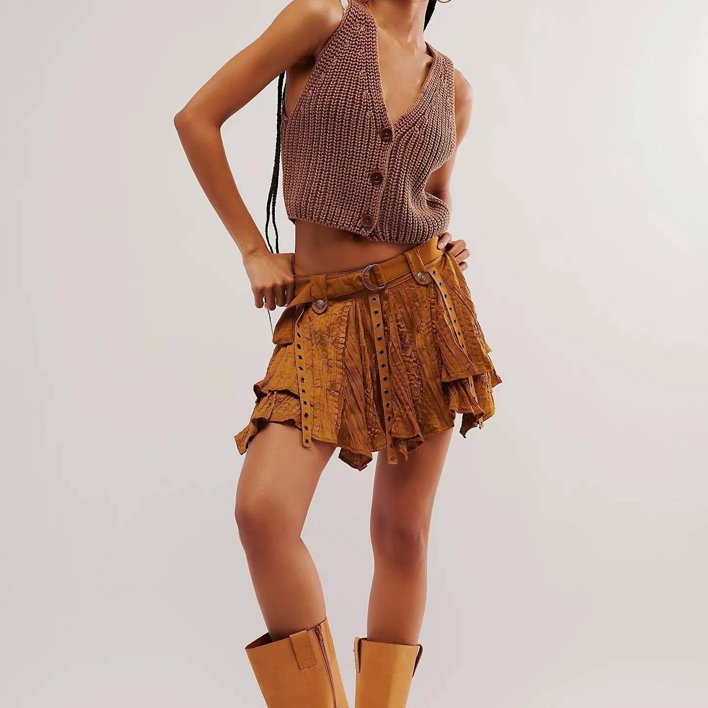 Women Button Up Ribbed Knit Crop Sweater Vest Sleeveless Solid Slim Fit Deep V Neck Cropped Vest Cardigan