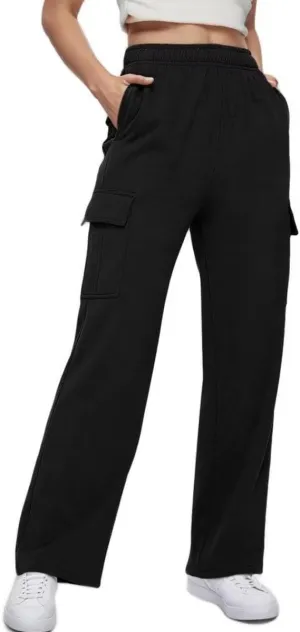 Women Cargo Sweatpants Casual Wide Leg Sweats Pants Dressy Elastic High Waist Active Lounge Trousers with Pockets