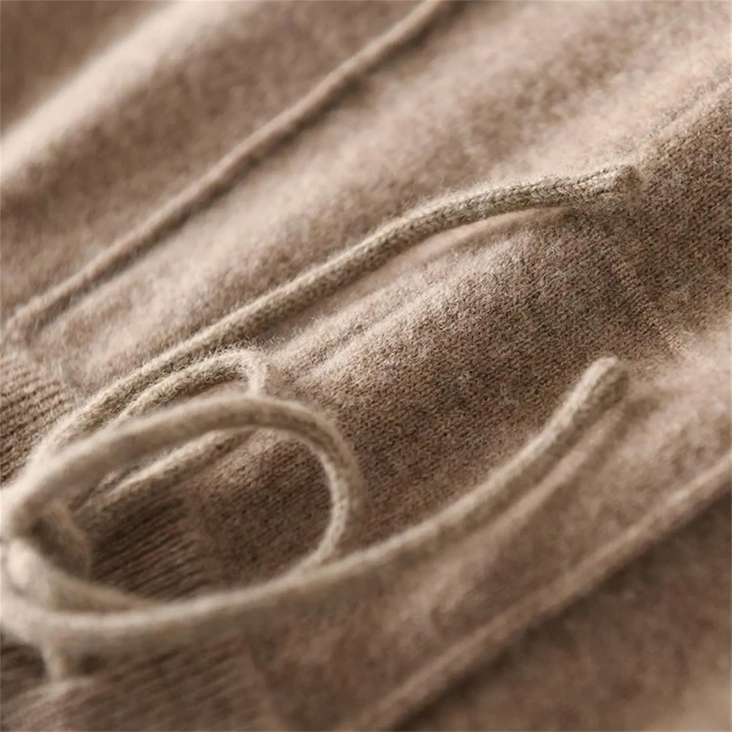 Women High Waist Wide-Leg Straight Pants Casual Wool Knitted Drawstring Soft Trousers