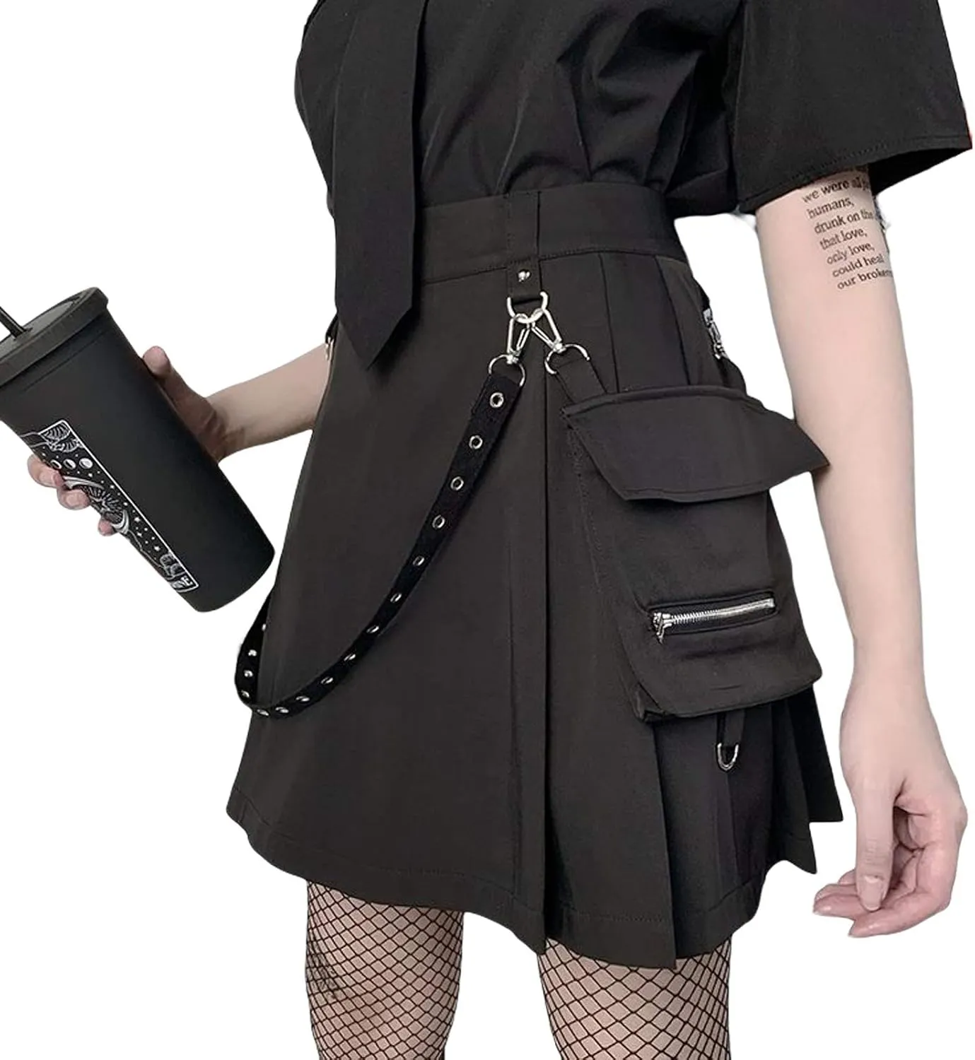 Women Lace Patchwork Pleated Skirt High Waist Gothic Short Skirt Ruffle Plaid A-Line Mini Skirt E-Girl Streetwear