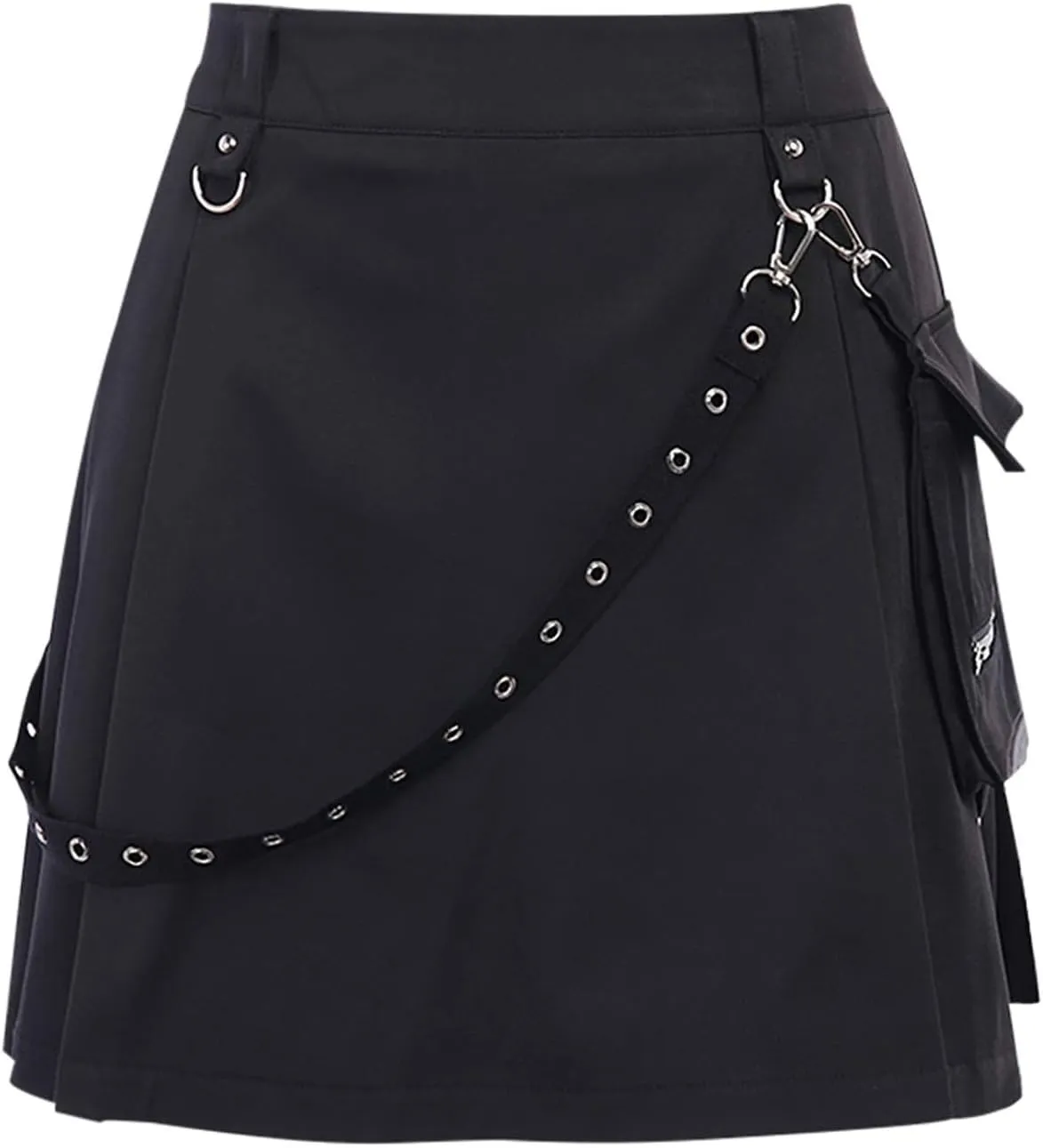 Women Lace Patchwork Pleated Skirt High Waist Gothic Short Skirt Ruffle Plaid A-Line Mini Skirt E-Girl Streetwear