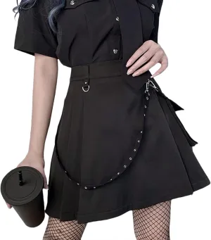 Women Lace Patchwork Pleated Skirt High Waist Gothic Short Skirt Ruffle Plaid A-Line Mini Skirt E-Girl Streetwear