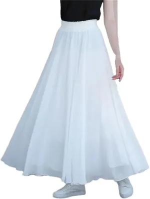 Women Summer Chiffon High Waist Elegant Long Straight Skirts