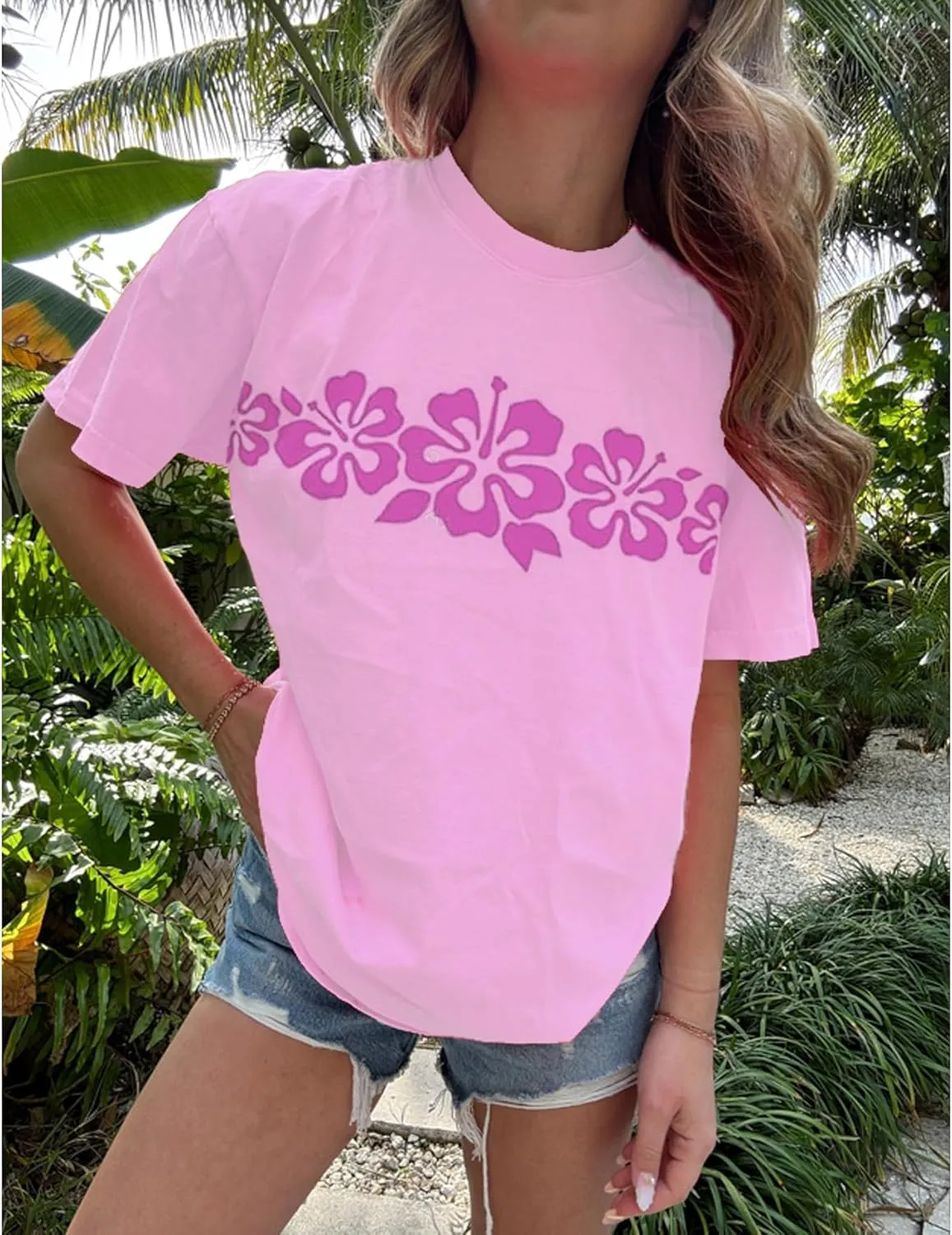 Women Teen Girls Oversized Graphic T Shirts Short Sleeve Aesthetic Baggy Top Y2K Summer Coastal Beach Tees