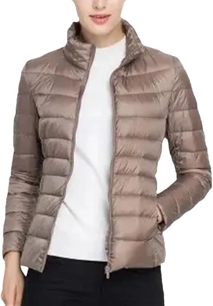 Women Winter Ultra Light Slim Puffer Jacket Portable Windproof Down Coat