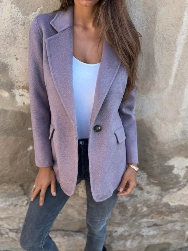 Women Wool Blend Shackets Jacket Lightweight Notched Lapel Open Front Tweed Blazer Pea Coats for Women 2024