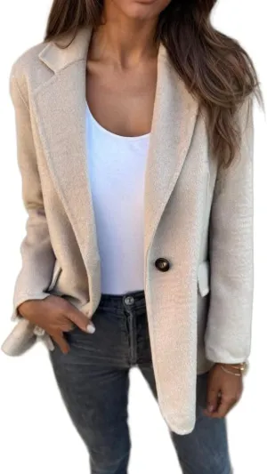 Women Wool Blend Shackets Jacket Lightweight Notched Lapel Open Front Tweed Blazer Pea Coats for Women 2024