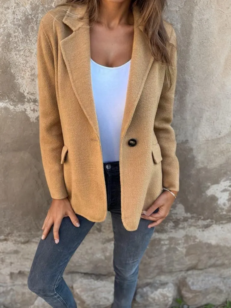 Women Wool Blend Shackets Jacket Lightweight Notched Lapel Open Front Tweed Blazer Pea Coats for Women 2024