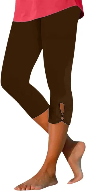 Womens Capris Summer Dressy Cropped High Waist Yoga Pants Fashion Casual Stretch Pull On Workout Crop Capri Leggings