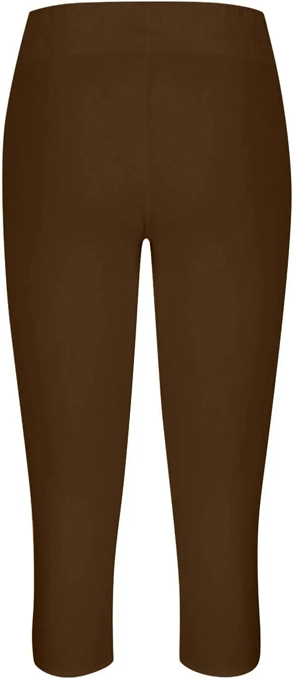 Womens Capris Summer Dressy Cropped High Waist Yoga Pants Fashion Casual Stretch Pull On Workout Crop Capri Leggings