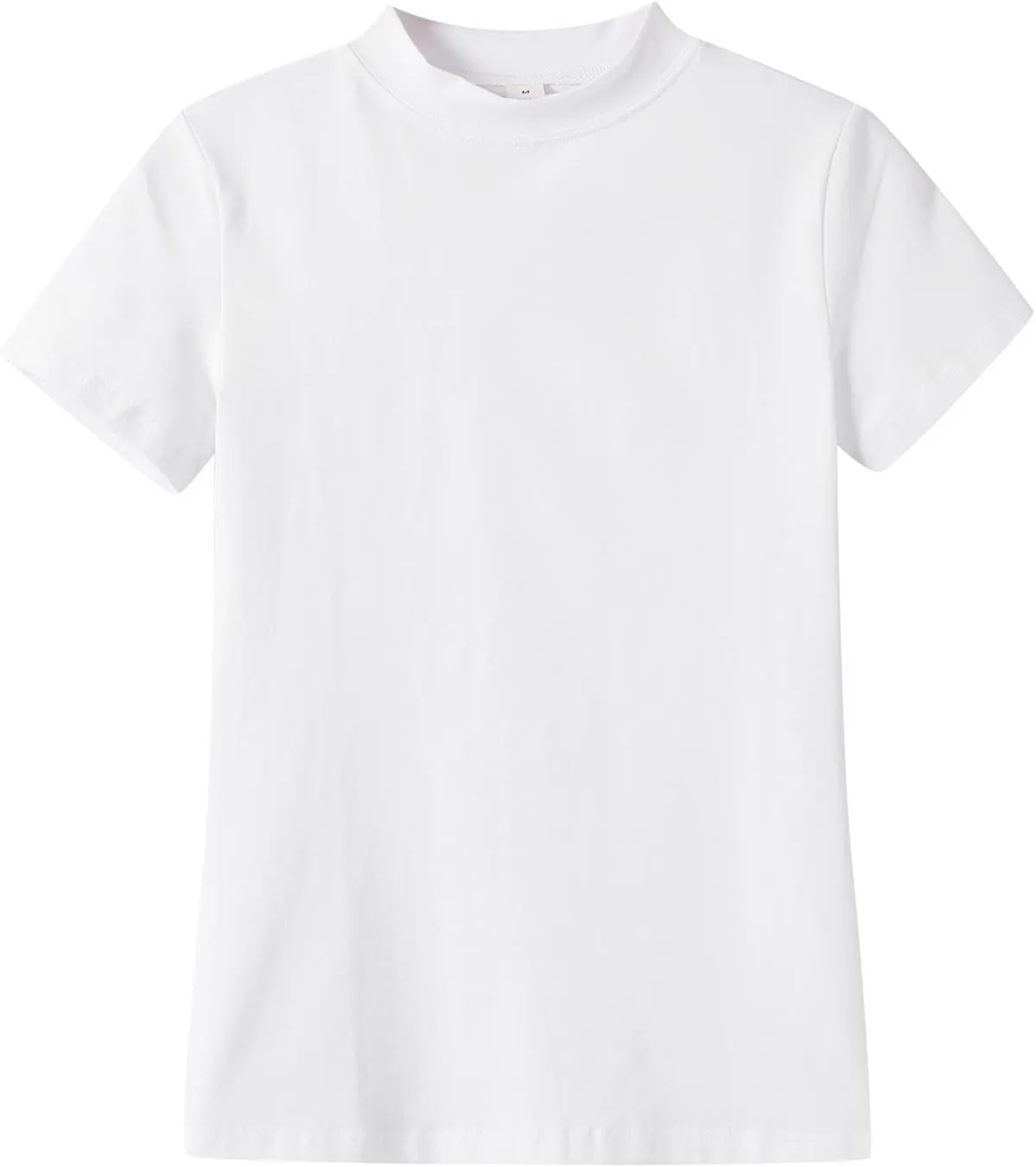 Women's Fashion Slim Fit Short Sleeve Tops Comfy Soft Solid Color Mock Neck Basic Summer Casual Tee Blouse Undershirt
