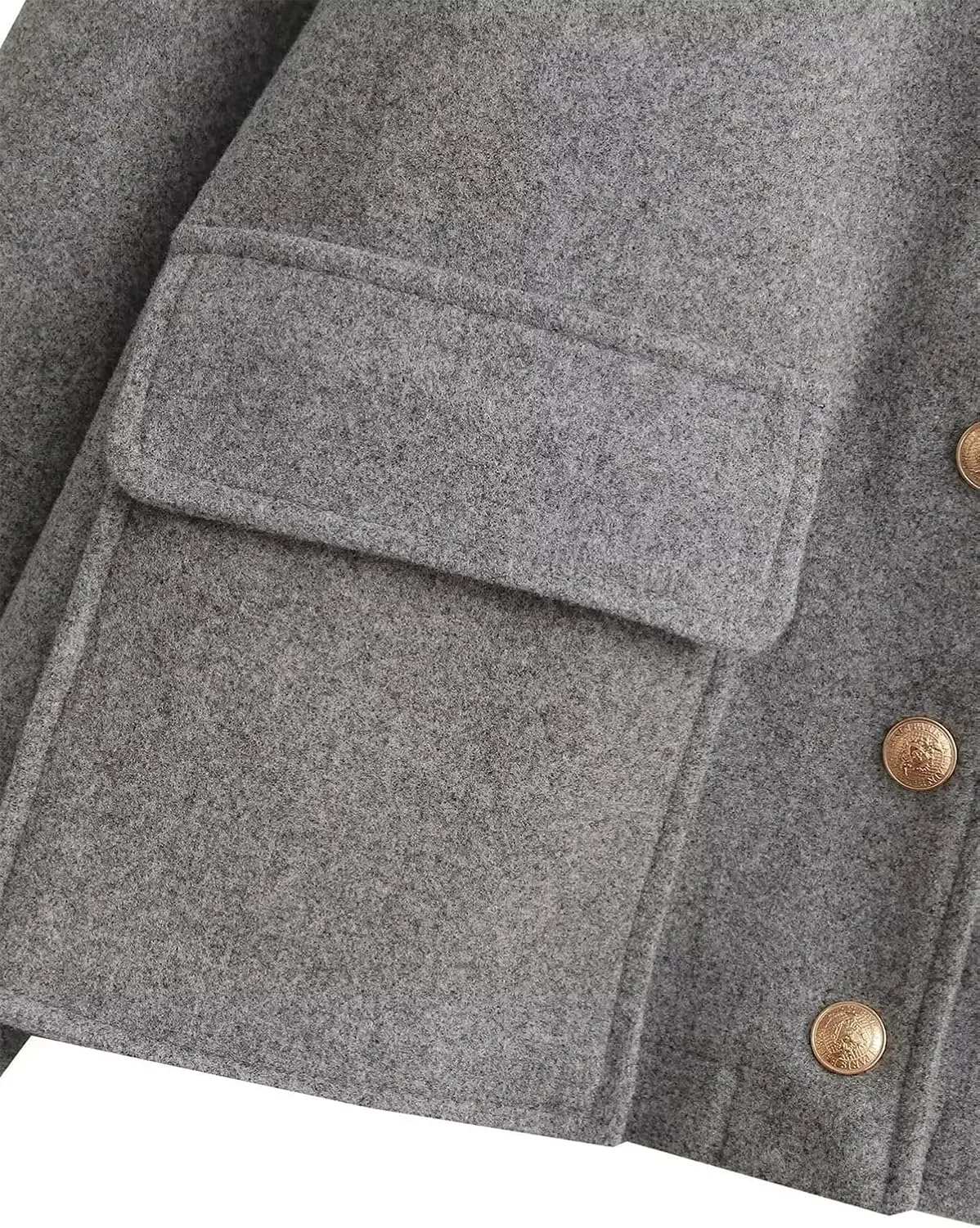 Women's Lapel Long Sleeve Black Jacket Wool Blend Casual Short Jacket Half Season Jacket Coat