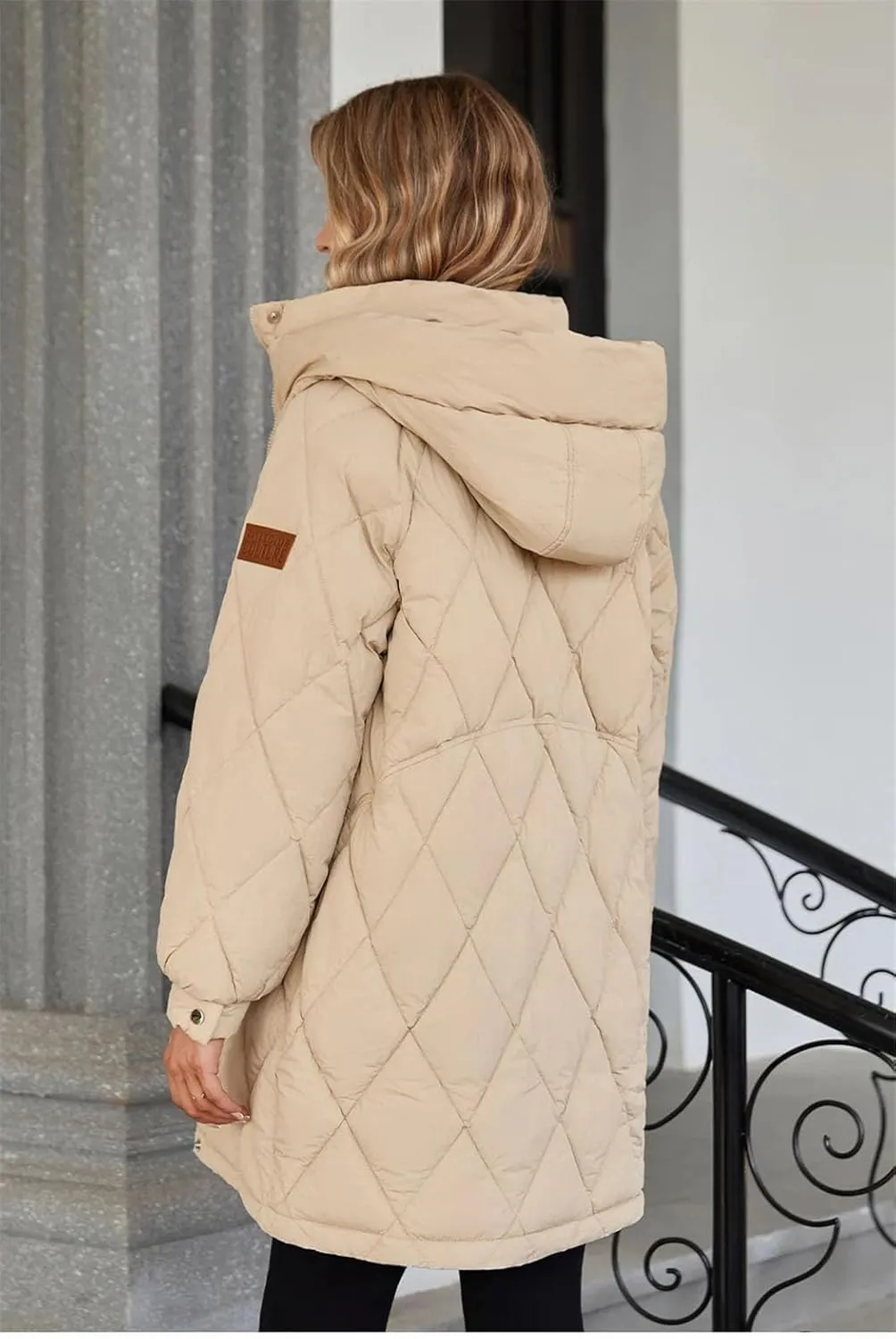 Women's Mid-Length Down Jackets Hooded Thick Warm Quilted Loose Puffer Coats Outdoor Windproof Thermal Parkas
