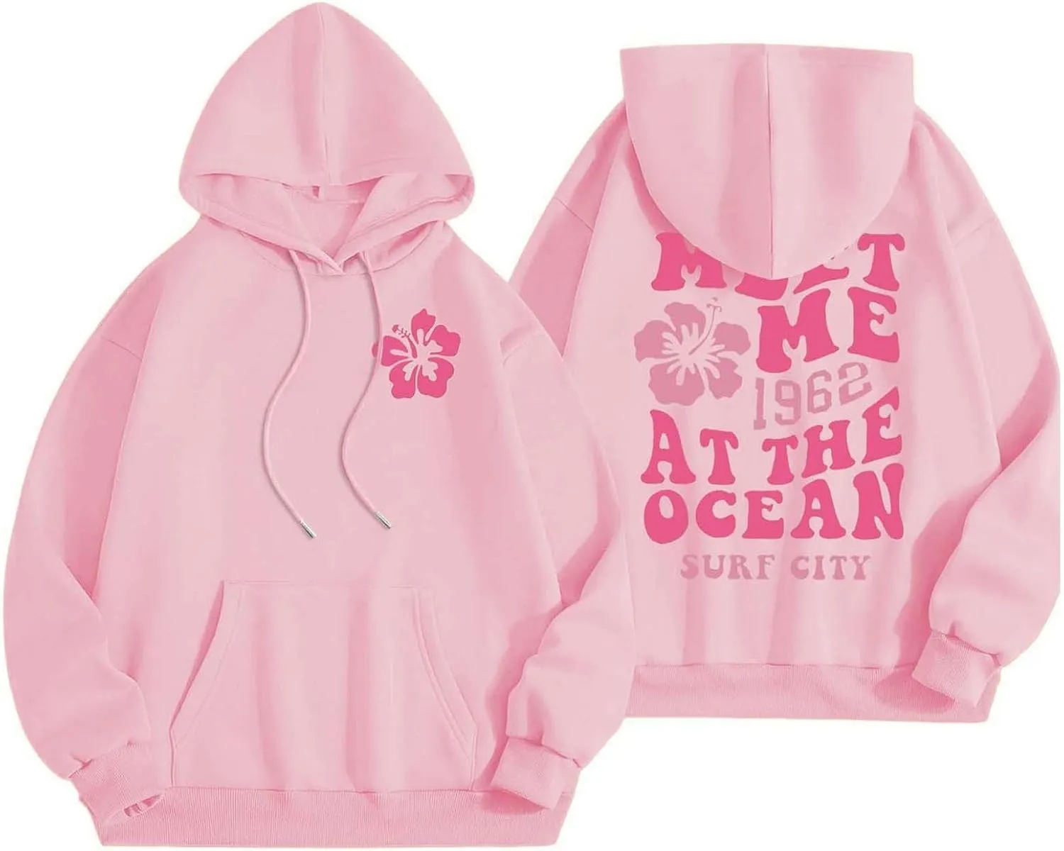 Womens Oversized Hoodies Cute Letter Print Sweatshirt Casual Preppy Floral Graphic Hoodie Winter Pullover Teen Girls