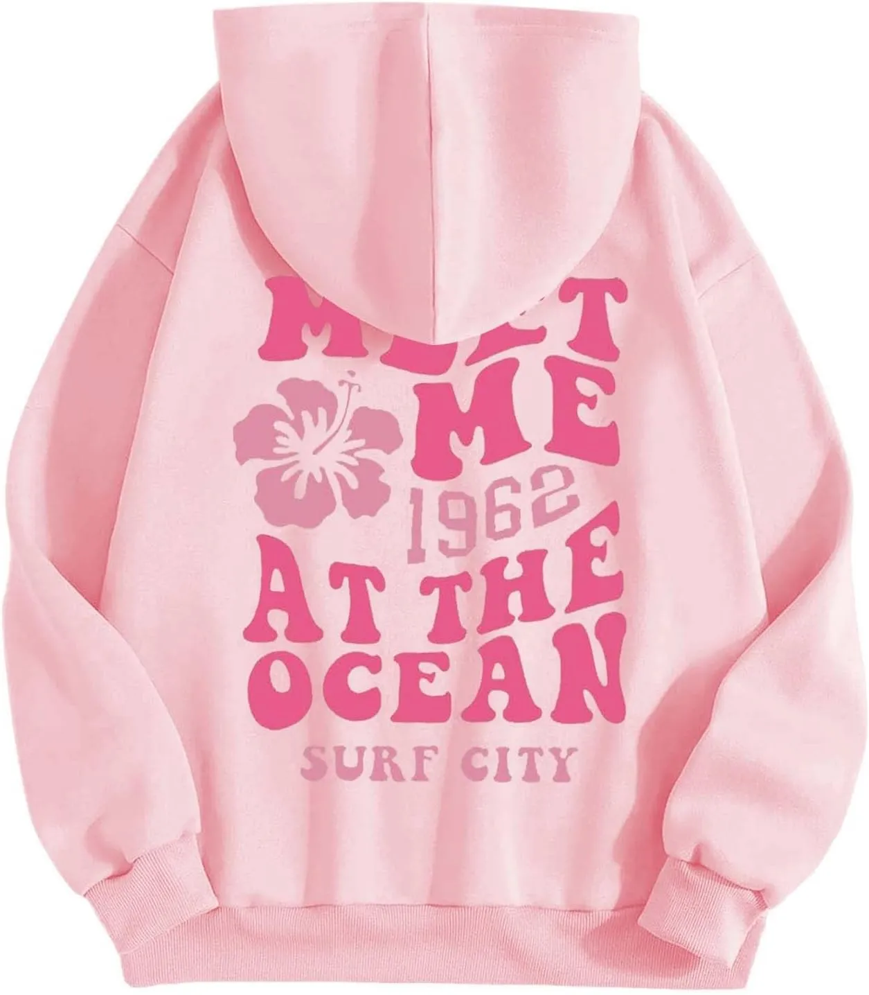 Womens Oversized Hoodies Cute Letter Print Sweatshirt Casual Preppy Floral Graphic Hoodie Winter Pullover Teen Girls