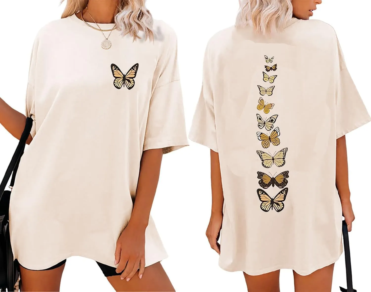 Womens Oversized Tshirt Butterfly Shirts Graphic Tees Casual Short Sleeve Tops Summer Loose Shirt