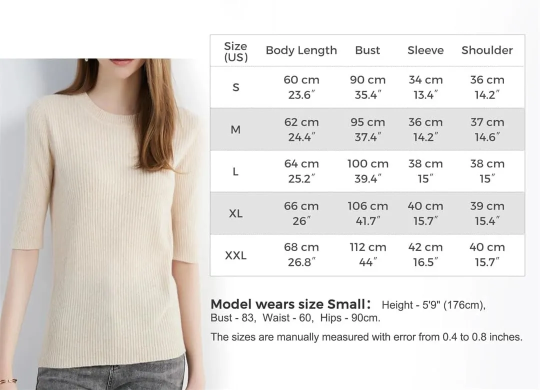 Women's Sweater Knitwears Tops Wool O-Neck Short Sleeve Sweaters Pullover