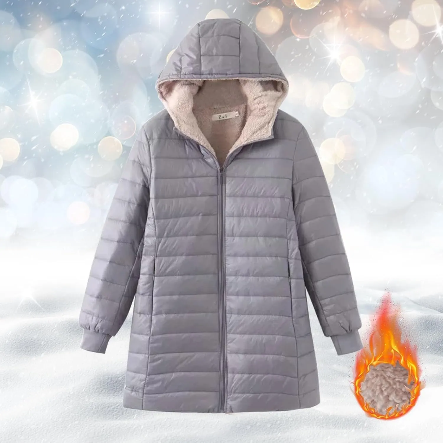Women's Winter Down Jacket Solid Thicken Hooded Puffer Long Sleeve Jackets Warm Quilted Coats Trendy Outfits