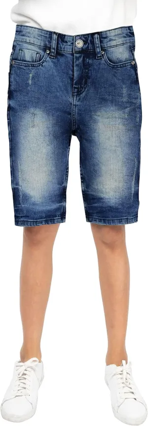 X RAY Boys Stretch Denim Shorts (Size 4-20), Big Boys & Little Kids Moto Biker Fashion Rips Distressed Shorts,