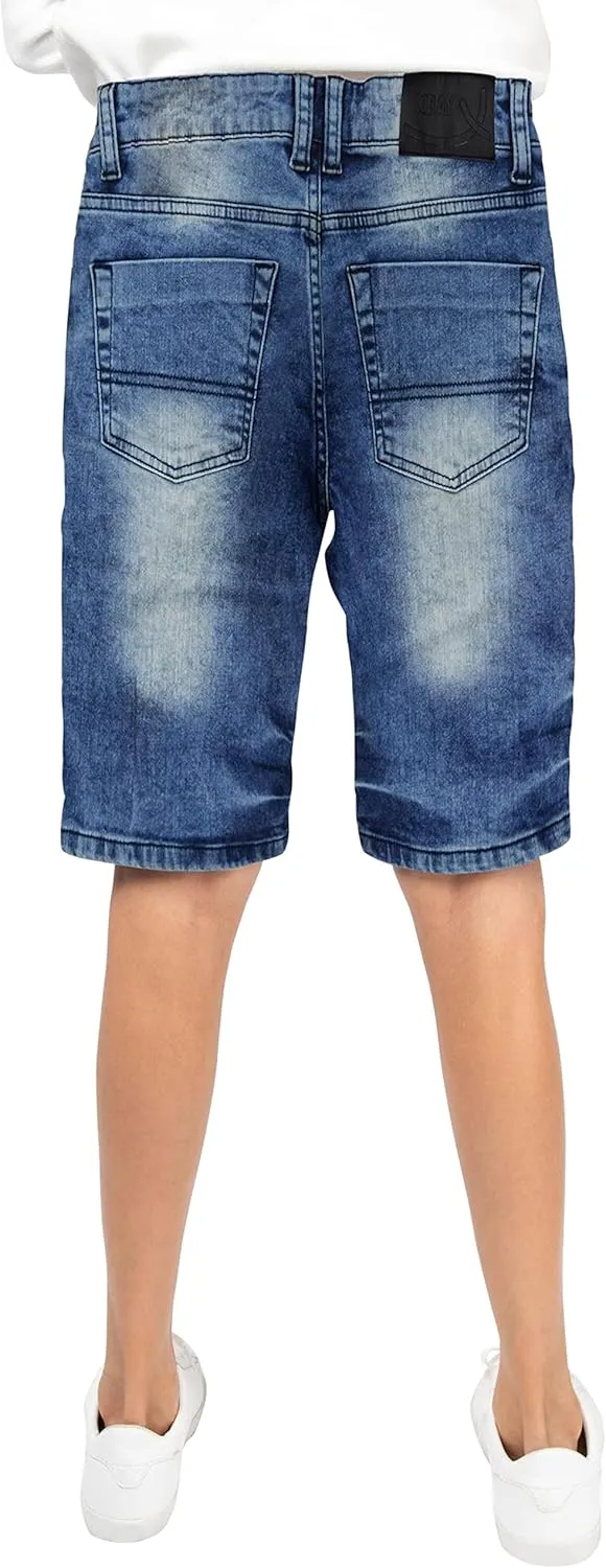 X RAY Boys Stretch Denim Shorts (Size 4-20), Big Boys & Little Kids Moto Biker Fashion Rips Distressed Shorts,