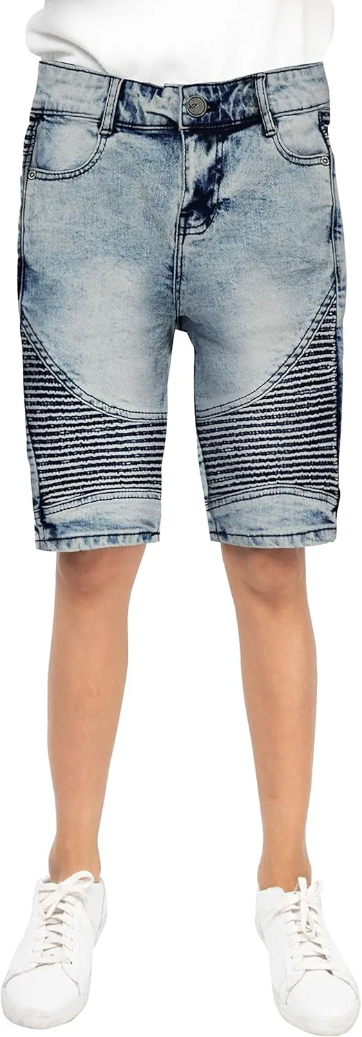 X RAY Boys Stretch Denim Shorts (Size 4-20), Big Boys & Little Kids Moto Biker Fashion Rips Distressed Shorts,