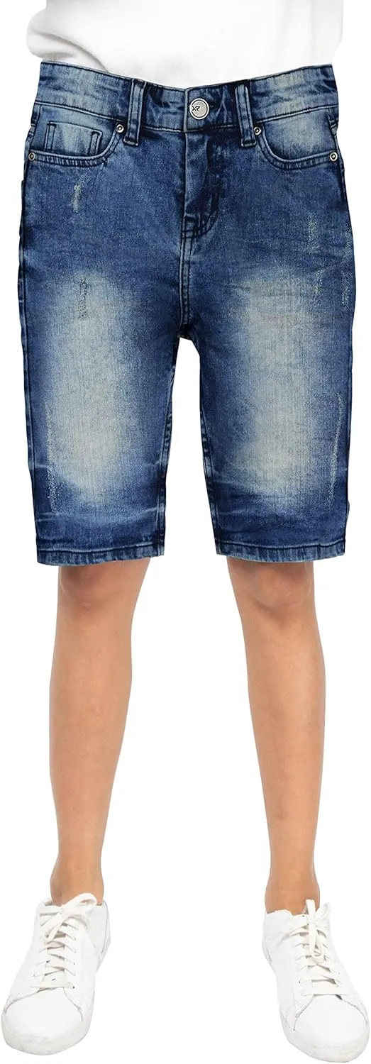 X RAY Boys Stretch Denim Shorts (Size 4-20), Big Boys & Little Kids Moto Biker Fashion Rips Distressed Shorts,