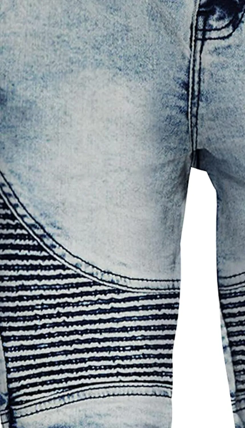 X RAY Boys Stretch Denim Shorts (Size 4-20), Big Boys & Little Kids Moto Biker Fashion Rips Distressed Shorts,