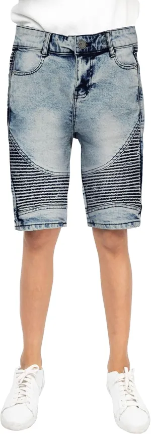 X RAY Boys Stretch Denim Shorts (Size 4-20), Big Boys & Little Kids Moto Biker Fashion Rips Distressed Shorts,