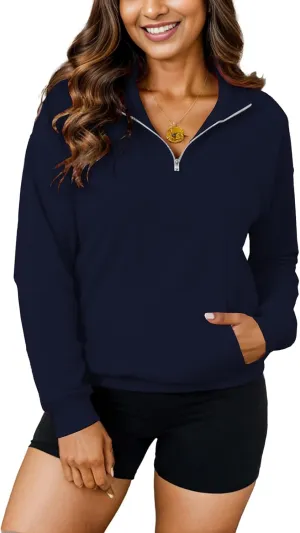 YeGine Womens Sweatshirt Oversized Quarter Zip Pullover Half Zip Long Sleeve Top