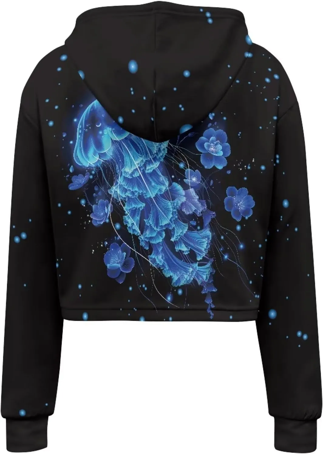 YEXIATODO Drawstring Crop Top Hoodies Casual Long Sleeve Hooded Sweatshirt Women