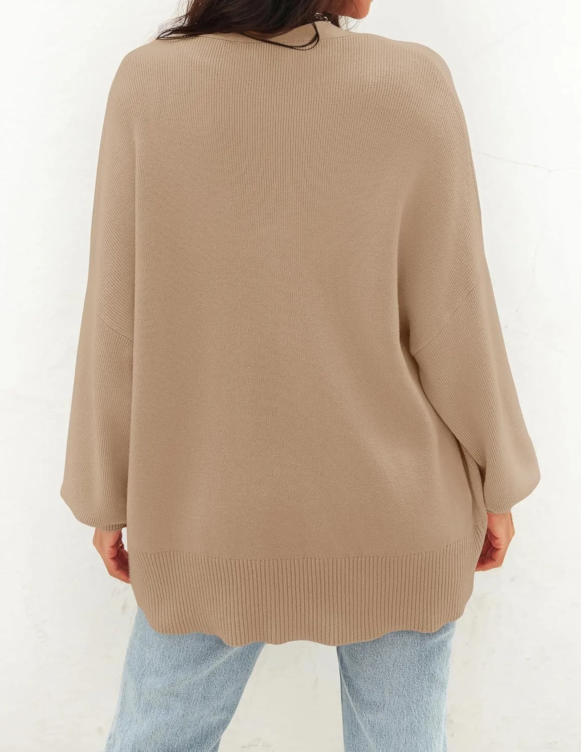 ZESICA Women's Casual Long Sleeve Cardigan V Neck Button Down Open Front Knit Loose Oversized Sweater Coat