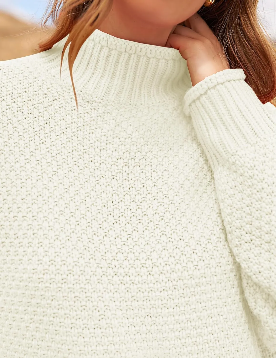 ZESICA Women's Turtleneck Batwing Sleeve Loose Oversized Chunky Knitted Pullover Sweater Jumper Tops