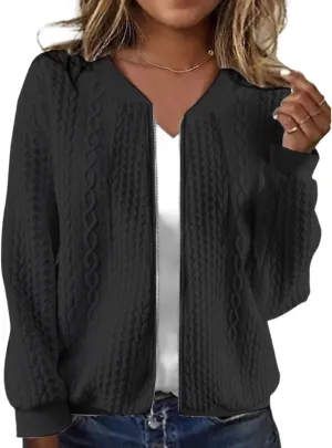 Zip Up Sweatshirts for Women Casual Outfits Cardigan Outerwear Trendy Winter Jackets Coat